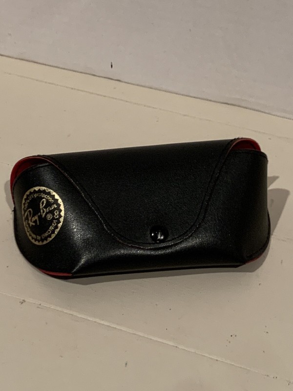 Ray-Ban Leather Sunglasses Case Only Black Pouch Red Velvet Lining