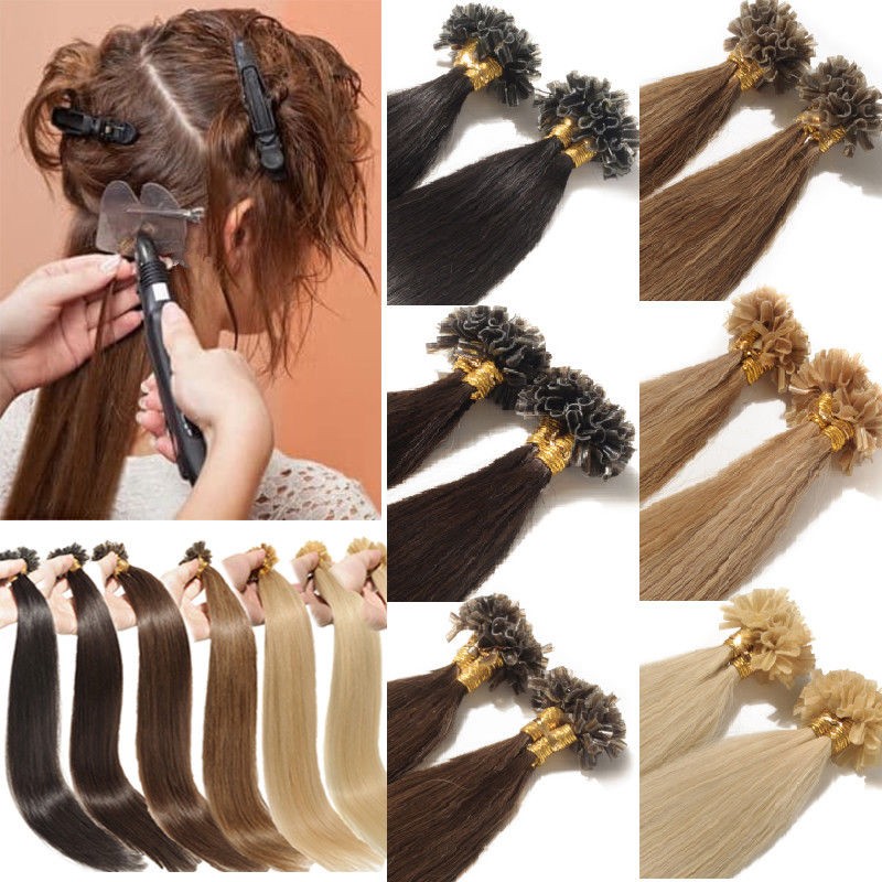 Prebonded Fusion Keratin U nail tip Remy Human Hair Extensions 8A Brazilian hair gallery