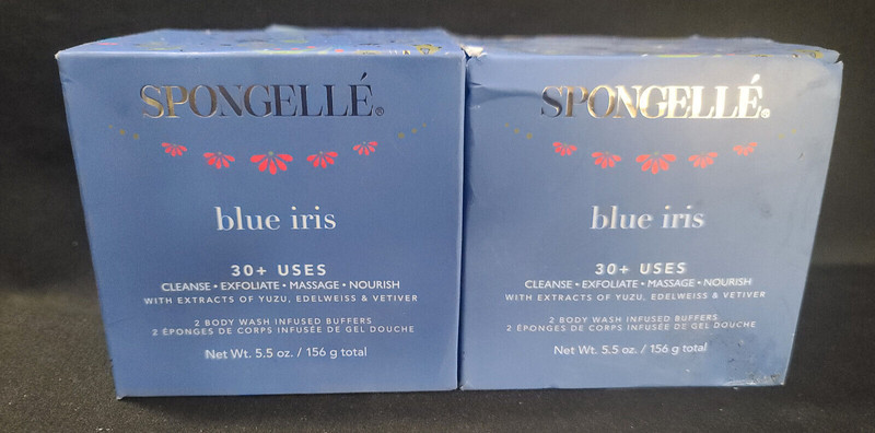❤Best Price FREE SHIPPING Lot 2x ❤ SPONGELLE BLUE IRIS DUO- 5.5oz 30+ USES❤