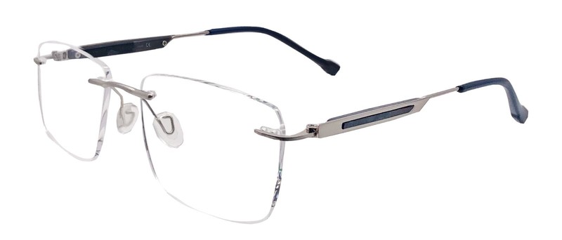 RSINC Unisex Rimless Metal Eyeglasses Titex Silver Blue 224810 54-18-140 IB-2 M1