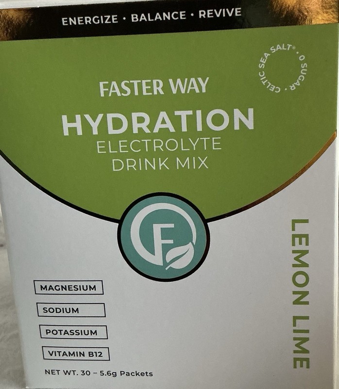 Faster Way Hydration Electrolyte Drink Mix Lemon Lime 30 Packets w/ B12