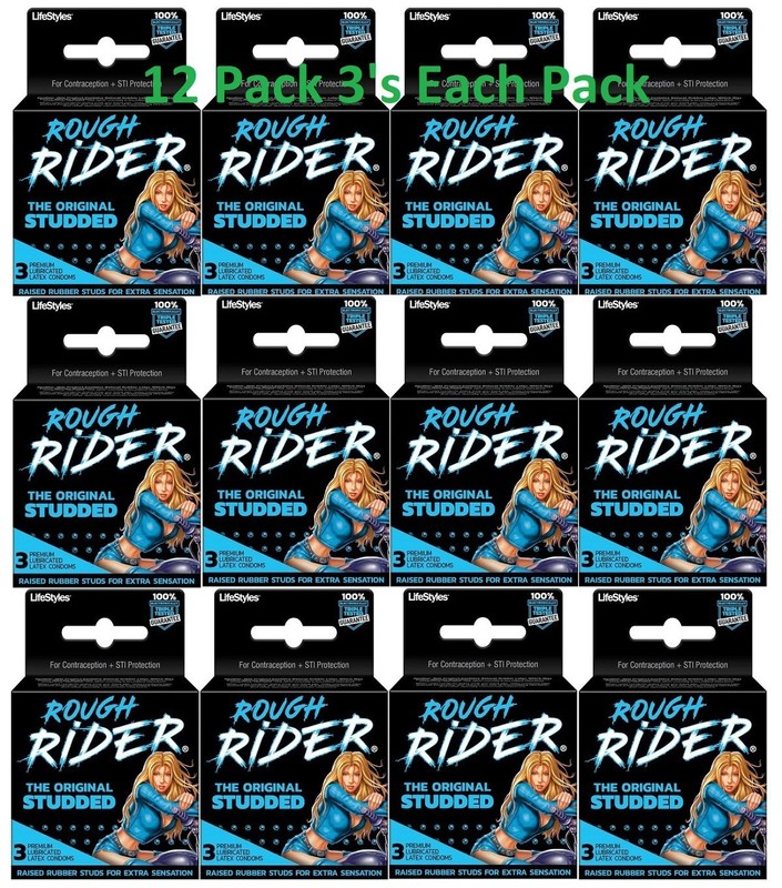 Rough Rider Studded 12 Box of 3’s Total 36 Original Latex Condoms By Lifestyles