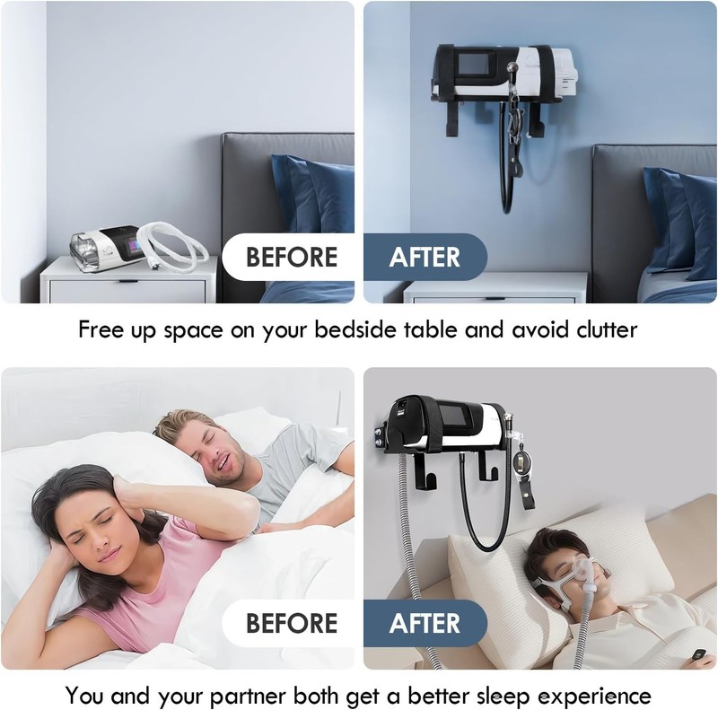 Metal CPAP Wall Shelf for AirSense 11, Adj Hose Hanger & Mask Hook gallery