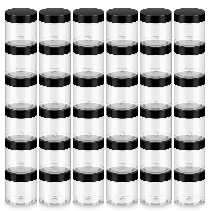 36 Pack 2 OZ Plastic Jars with Lids, BPA Free, Reusable, Refillable Transparent