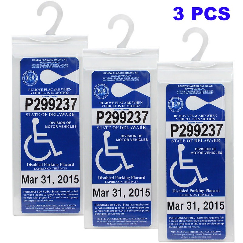 3x Handicap Placard Holder Car Parking Sign Permit Protector Hanger Cover Sleeve