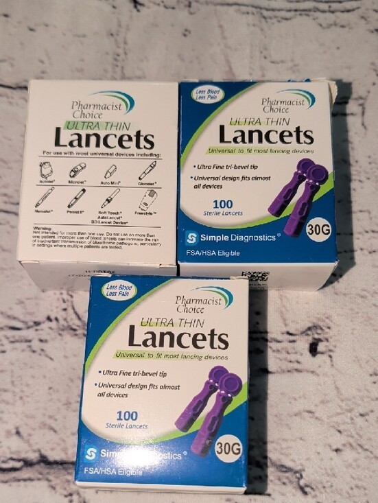 3 Pack Pharmacist Choice Ultra Thin Sterile Lancets 30G Ultra Fine 100 Count