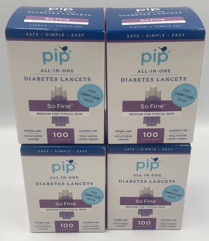 4 packs PIP Diabetic Lancets SoFine 30g 100/box x4 *NEW SEALED* Exp 10/2029
