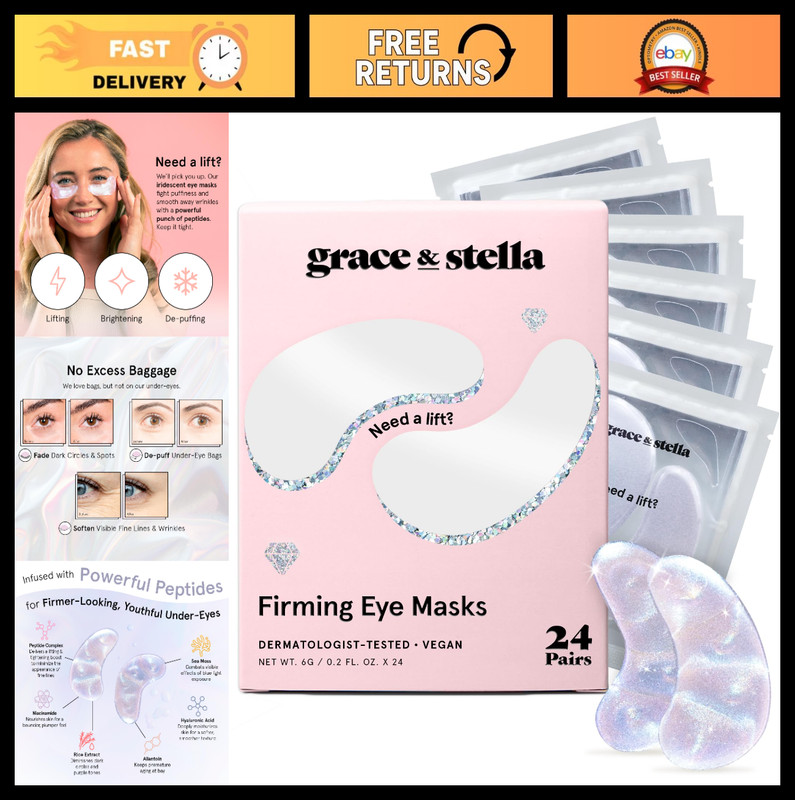 Peptide Under Eye Patches with Niacinamide & Rice Extract – Firming Eye Masks fo