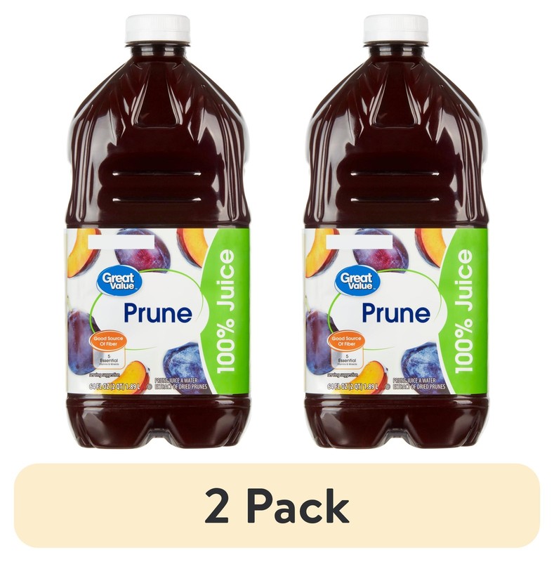 (2 Pack) Great Value 100% Prune Juice, 64 Fl Oz
