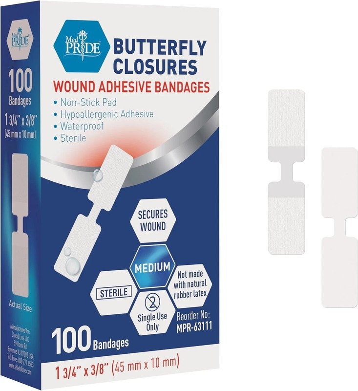 100 Pack Sterile Hypoallergenic Butterfly Wound Closure Strips for Quick Healing gallery