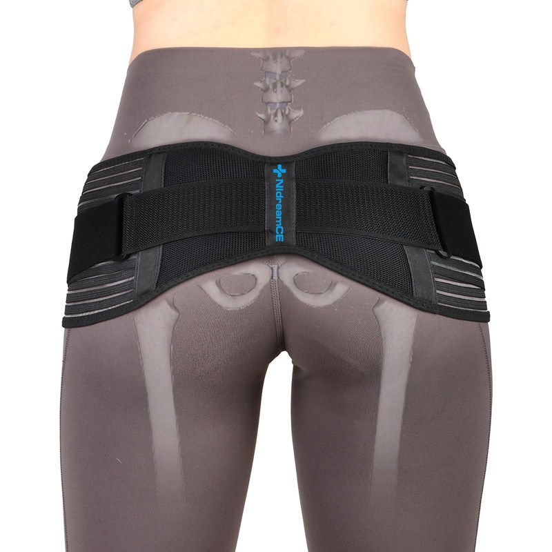 NIdreamCE Sacroiliac SI Joint Hip Belt for Sciatica, Lower Back, Leg & Black