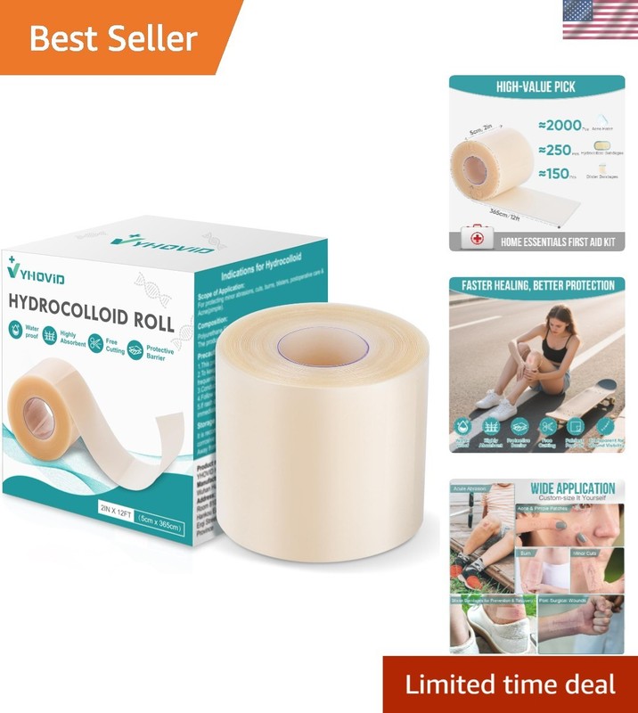Hydrocolloid Wound Care Roll Bandages Waterproof Sterile Blister Acne 2in x 12ft