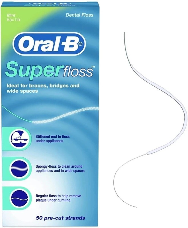 Oral-B Super Floss Pre-Cut Strands Dental Floss, Mint, 50 Count (pack of 1-2)