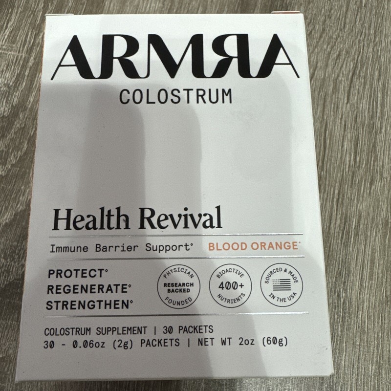 ARMRA Colostrum Health Revival Blood Orange Immune Barrier Support 30 Pack 8/26