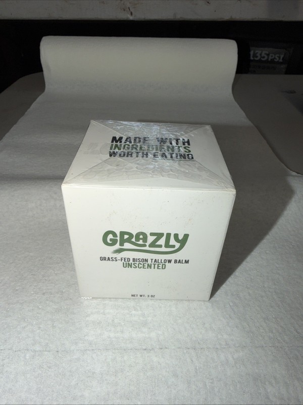 Grazly Grass Bison Tallow Balm Unscented W/Coconut Oil, Honey & Beeswax Lot Of 2