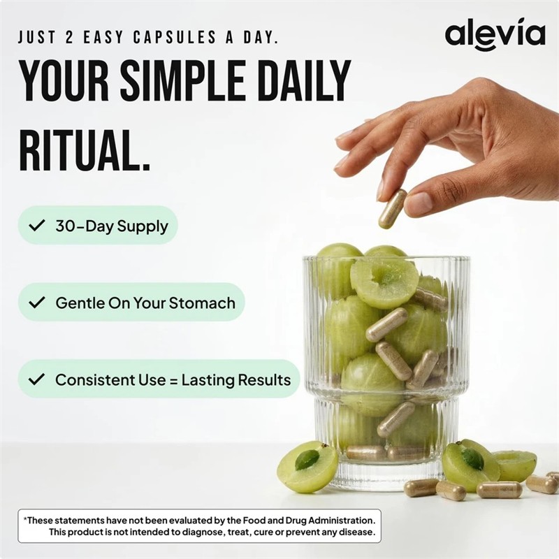 Alevia Organic Amla Capsules 1000mg Indian Gooseberry Antioxidant Supplement 60c gallery