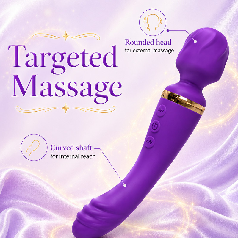 Purple Magic Wand Vibrator Women 10 Speeds Dual Motor G Spot Clitoral Massager gallery