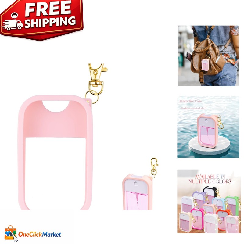 Protective Silicone Case with Keychain for Touchland Spray – Elegant Pink Design