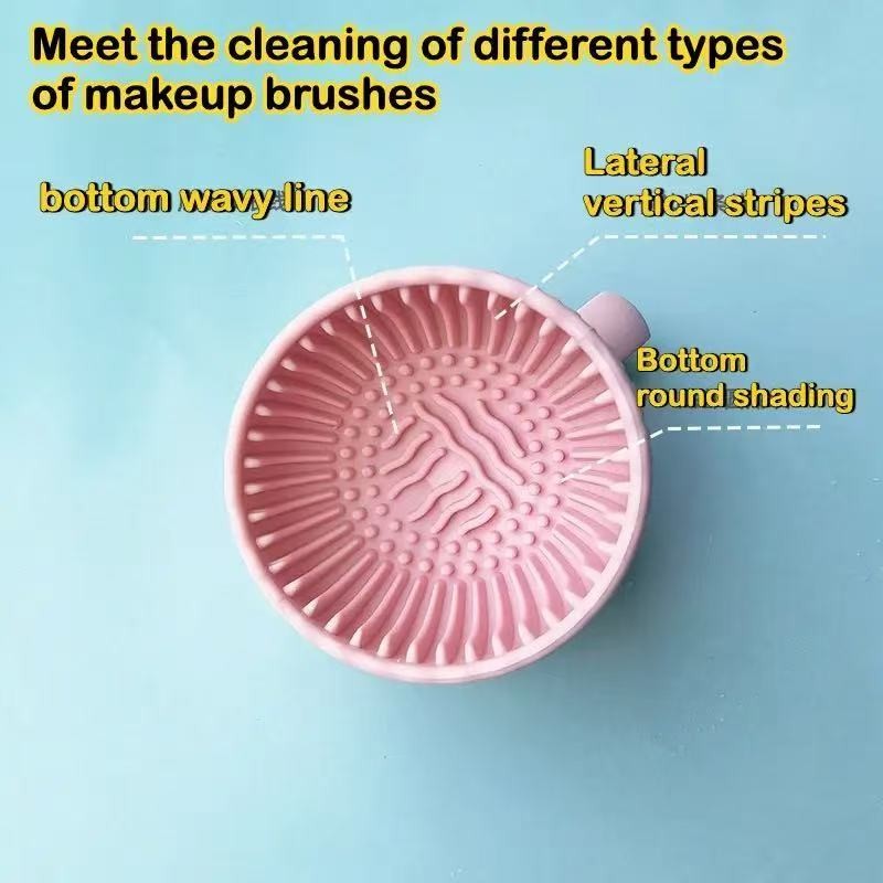 1pc Makeup Brush Cleaner Silicone Scrubber Non-slip Bowl gallery