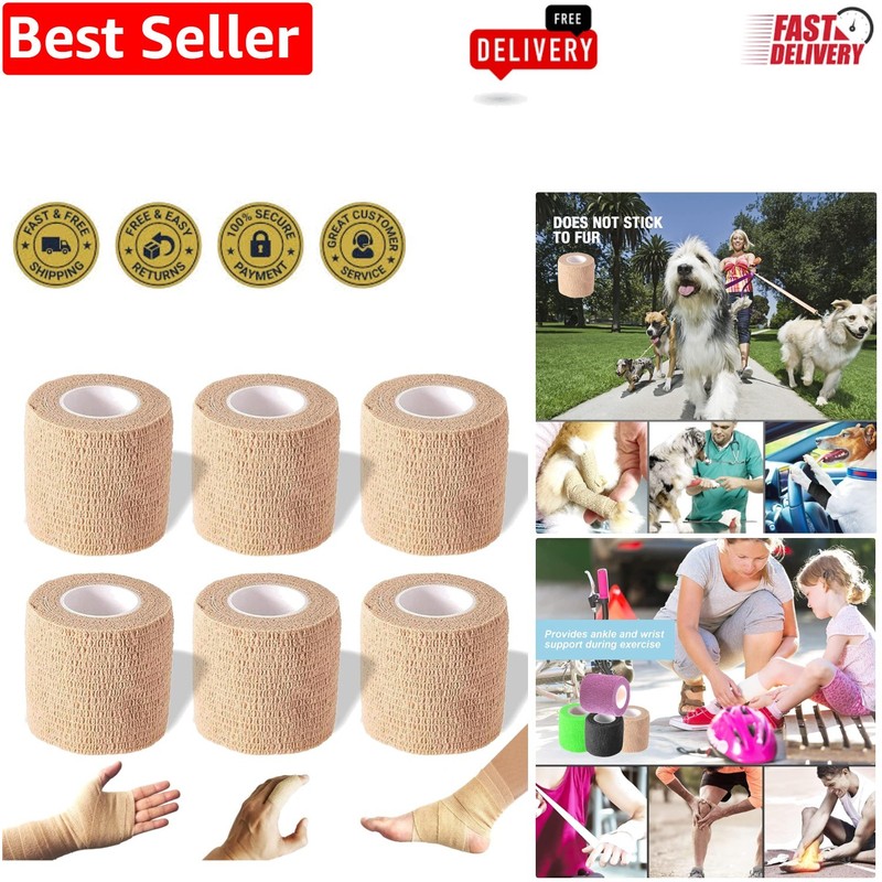Versatile Self-Adhesive Bandage Wrap – 6 Rolls for Sports and First Aid Needs