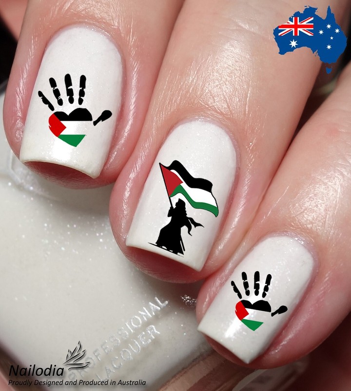 I love Palestine flag Nail Art Decal Sticker Water Transfer Slider
