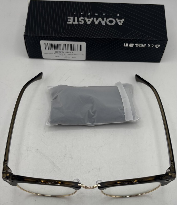 AOMASTE BLUE LIGHT BLOCKING CLEAR LENS COMPUTER GAMING GLASSES UNISEX OLIVE/GOLD