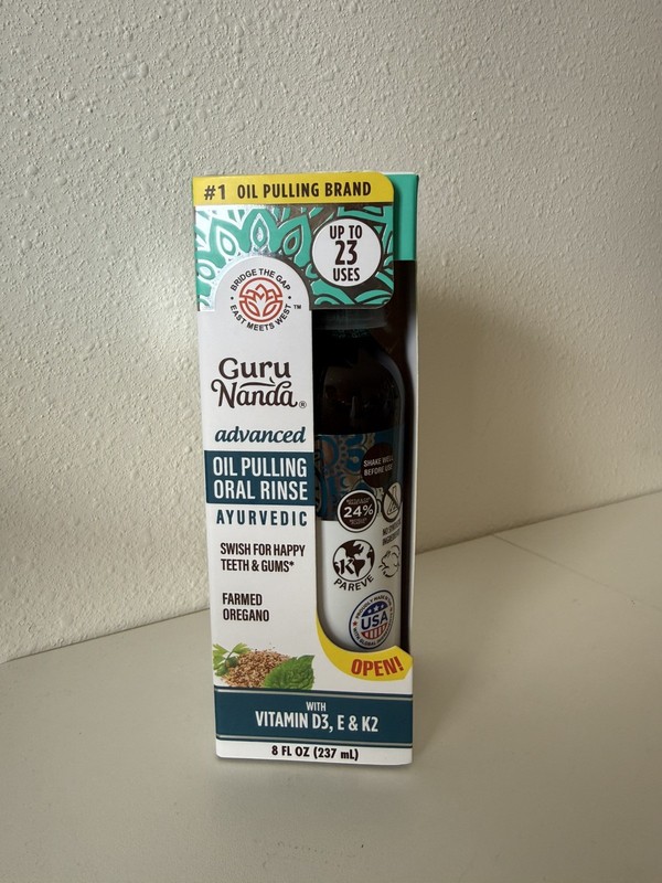 GuruNanda Advanced Oil Pulling Oral Rinse 8oz Oregano D3 E K2 *NEW*