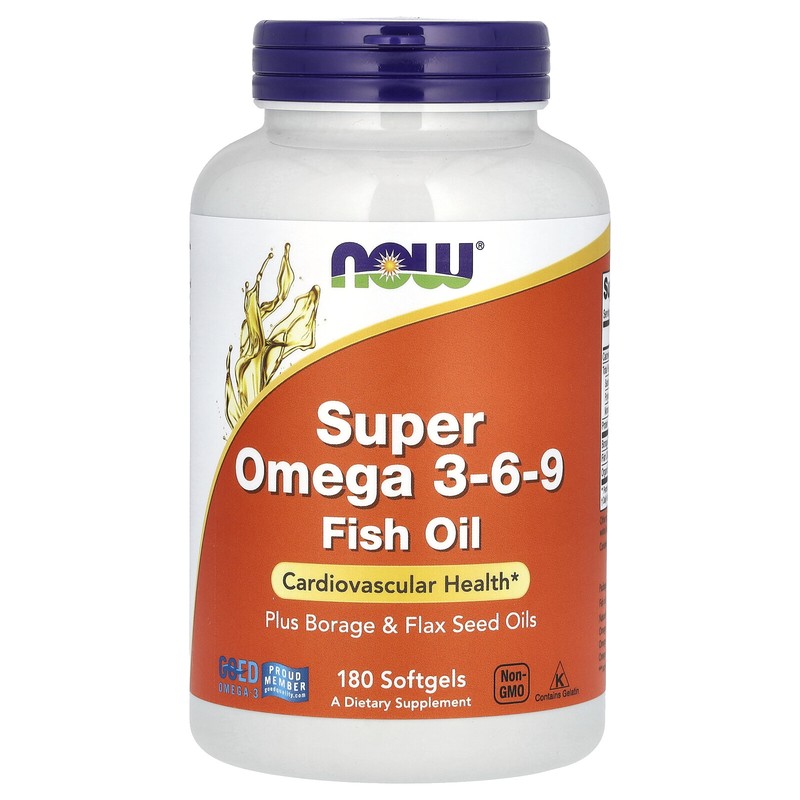 Now Foods Super Omega 3-6-9 1200 mg 180 Softgels GMP Quality Assured, Kosher