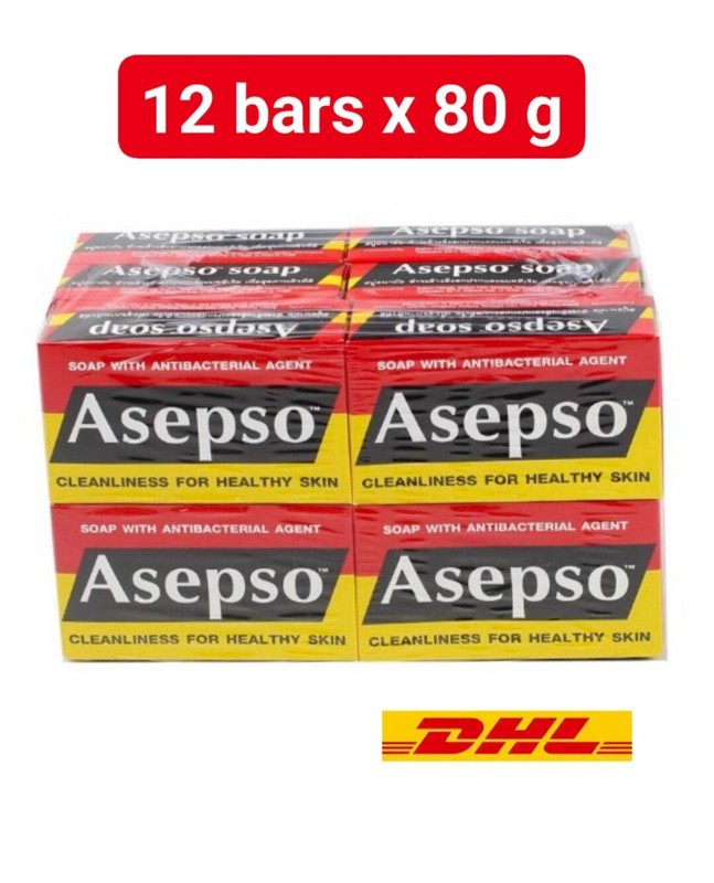 12x Asepso Antiseptic Soap Original Antibacterial Agent Healthy Skin 80 g.