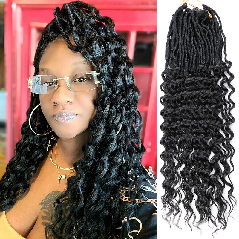 24″ Curly Goddess Locs Crochet Braids Pre-loop Dreads Faux Locs Hair Extensions