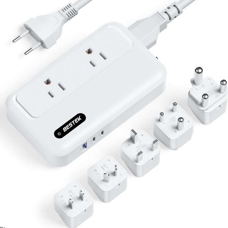 BESTEK 220V to 110V Converter with USB-C 35W, Universal Travel Adapter, US to Eu