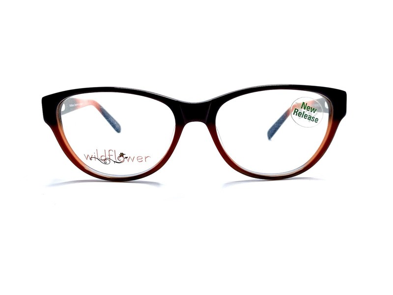 New Wildflower Womens Brown Red Cat Eye Glasses Watermelon Dandelion 54 16 140
