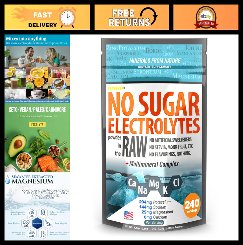 No Sugar Electrolyte Powder – Keto, Non-GMO, Vegan | Mix in Coffee, Juice, Smoot