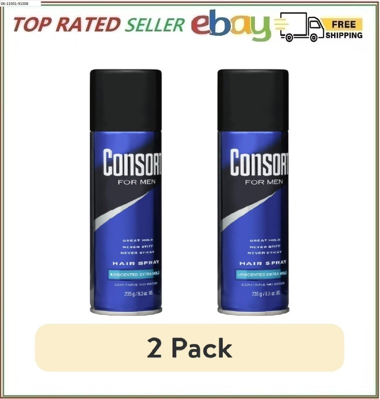 (2 pack) Consort Unscented Extra Hold Hair Spray for Men, 8.3 oz.Shine Enhancing