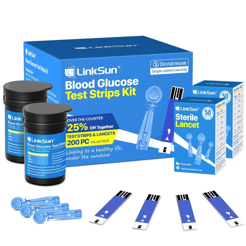100 Blood Glucose Test Strips & 100 Lancets Kit, 100 & 100
