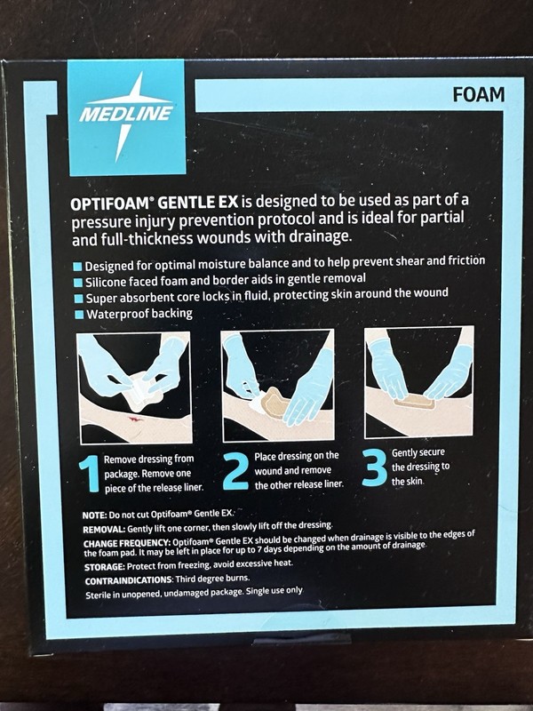 Medline Optifoam Gentle Ex Silicone Foam & Border Box of 10 3X3 Brand New Box gallery
