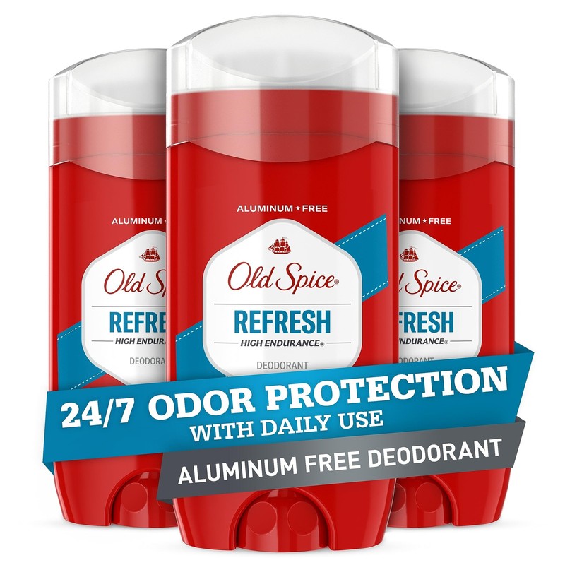 Old Spice Aluminum Free Deodorant For Men, High 3 Ounce (Pack of 3), Red