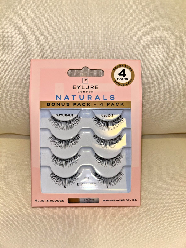 Eylure Natrurals No. 031 False Lashes – 4 PACK- BONUS PACK W/ 18HR GLUE – NEW