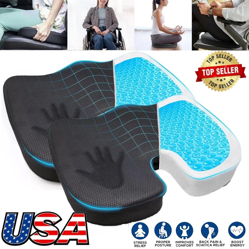 2 Pack Gel Seat Cushion for Sciatica Relief | Office Chair Cushion for Pressure