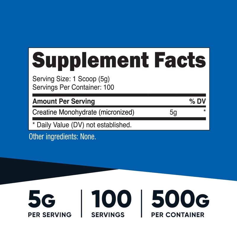 Nutricost Pure Creatine Monohydrate Powder 500g Micronized Unflavored Workout gallery
