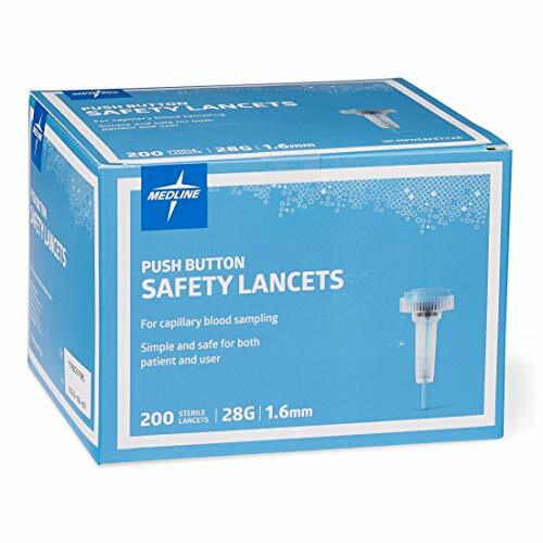 *200-Pack* Medline Push Button Safety Lancets 21G 1.8mm Sterile MPHSAFETY21