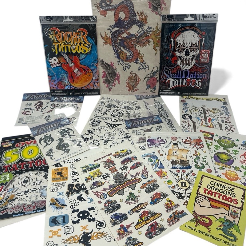 VTG Lot Of 120+ Temporary Tattoos All different sizes 1990s Fashion Biker Tribal