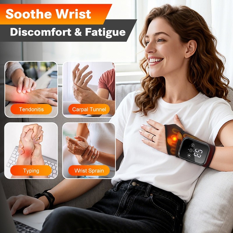 Electric Hand Wrist Massager Brace Pain Relief Vibration & Hot Compress Therapy gallery