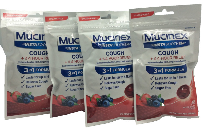 Mucinex Instasoothe Cough Drops Berry Sore Throat Lozenges, 80 Drops🎈09/2026🎈