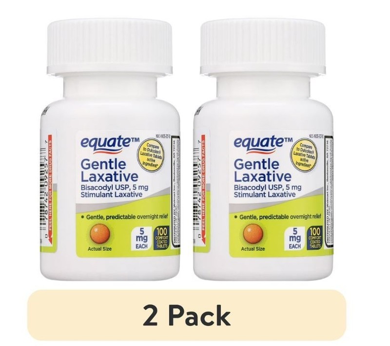 (2 Pack) Equate Bisacodyl Gentle Laxative Tablets for Adult Constipation, 100 Ct