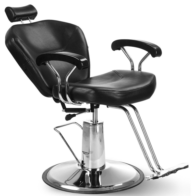 Hydraulic Reclining Barber Chair for Barbershop Hair Salon Spa Equipment-Black