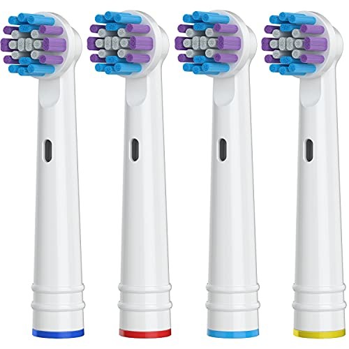 Replacement Toothbrush Heads for Oral-B, 4 Pack 1 Count (Pack of 4), White