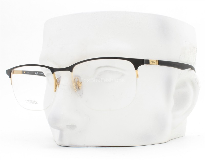 Ray-Ban Half Rim Eyeglasses Glasses RB 6513 2890 Shiny Black on Gold 55mm w/case