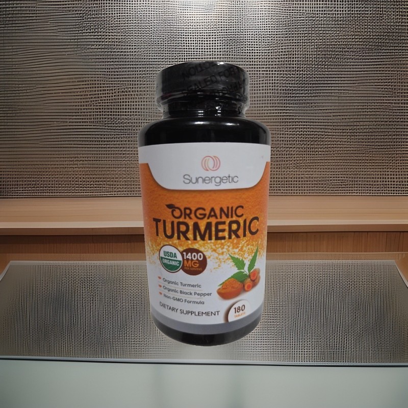 Sunergetic USDA Certified Organic Turmeric Supplement w/Black Pepper 1400mg
