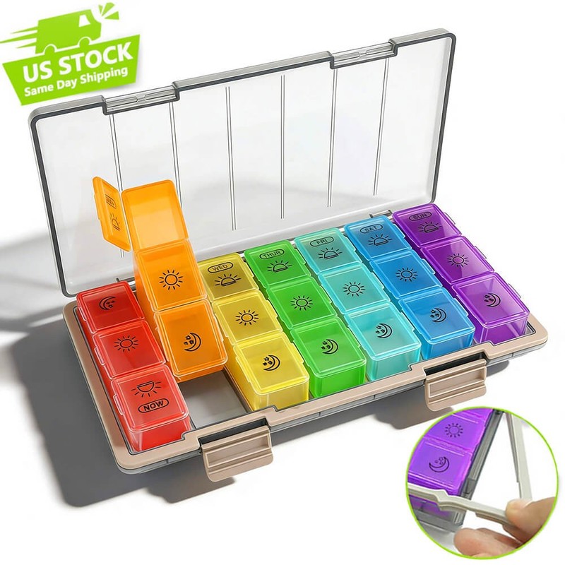 Monthly Pill Organizer Pill Case Pill Box One Week 3 Times a Day Moisture-Proof